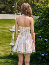 Spaghetti Floral A-line Corset Homecoming Dress